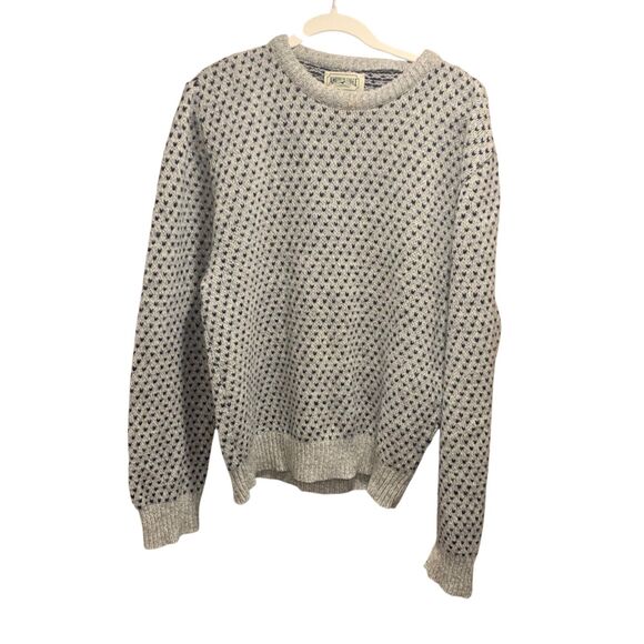 American Eagle Vintage Womens Gray Blue Birdseye Wool Blend Crew Neck Sweater L - Picture 1 of 6